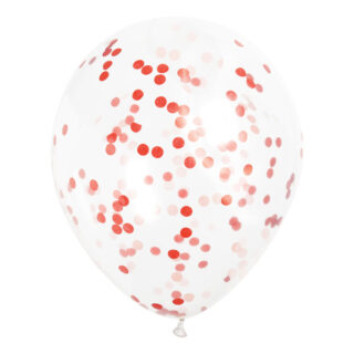 Clear Latex Balloons with Ruby Red Confetti 12