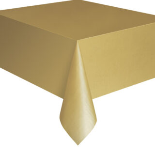 Gold Solid Rectangular Plastic Table Cover, 54