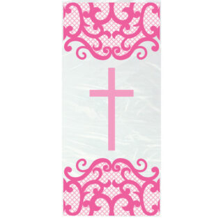 Fancy Pink Cross Cellophane Bags, 5