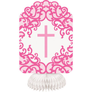 3 Fancy Pink Cross Honeycomb Decorations 8