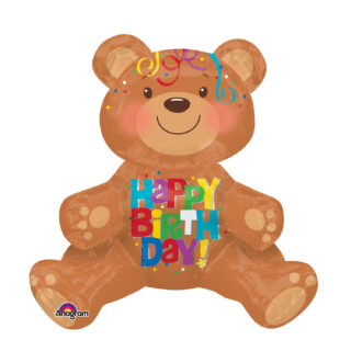 Anagram Happy Birthday Sitting Bear Foil Multi-Balloons 17
