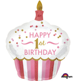 Anagram 1st Birthday Cupcake Girl SuperShape Foil Balloons 29