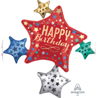 Anagram Happy Birthday To You Satin Star Cluster SuperShape XL Foil Balloons 32
