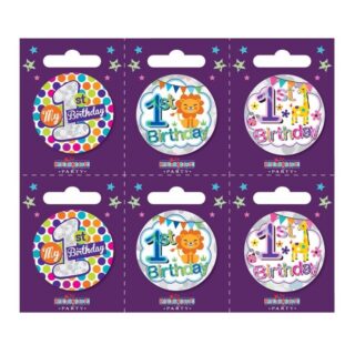 Age 1 Small Badges (6 assorted per perforated card) (5.5cm)