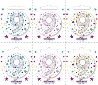 Age 9 Small Badges (6 assorted per perforated card) (5.5cm)