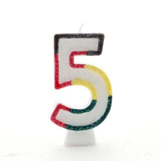 5 Multi Coloured Number Candle Pack of 6