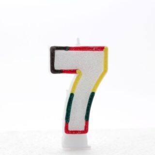 7 Multi Coloured Number Candle Pack of 6