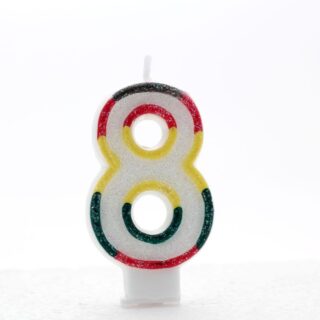 8 Multi Coloured Number Candle Pack of 6