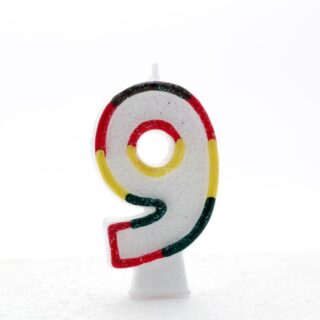 9 Multi Coloured Number Candle Pack of 6