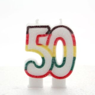 50 Double Age Candles Multicolour Pack of 6