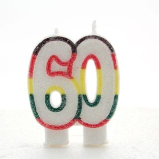 60 Double Age Candles Multicolour Pack of 6