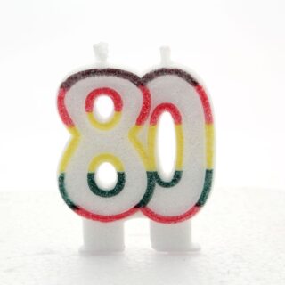 80 Double Age Candles Multicolour Pack of 6