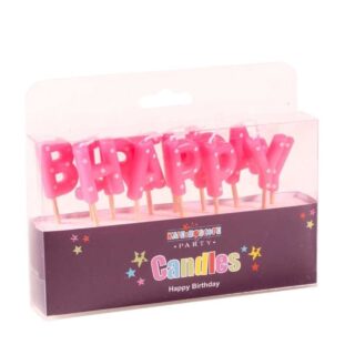 Happy Birthday Pick Candle- Pinks -  Pack of 6