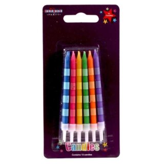 Straight Stripes Candles Multi  - Pack of 6