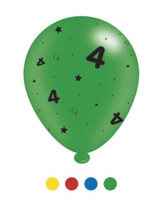 Age 4 Unisex Birthday Latex Balloons x 6 pks of 8 balloons