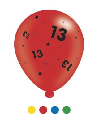 Age 13 Unisex Birthday Latex Balloons x 6 pks of 8 balloons