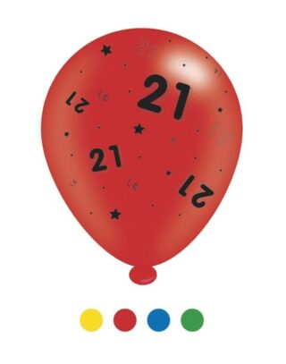 Age 21 Unisex Birthday Latex Balloons x 6 pks of 8 balloons