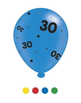 Age 30 Unisex Birthday Latex Balloons x 6 pks of 8 balloons