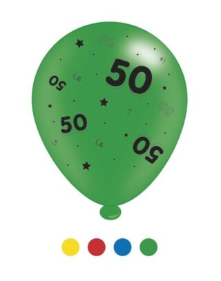 Age 50 Unisex Birthday Latex Balloons x 6 pks of 8 balloons