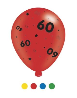 Age 60 Unisex Birthday Latex Balloons x 6 pks of 8 balloons
