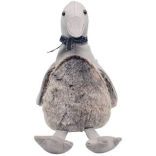 FAUX LEATHER GRY DUCK DOORSTOP