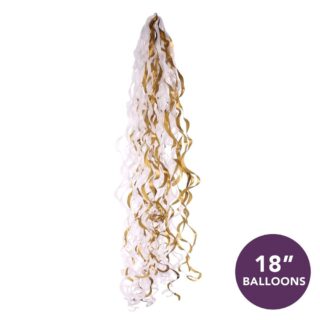 Metallic Gold / White Balloon Tassels  - For 18 Inch Balloons