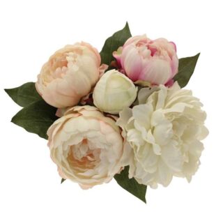 Peony Bouquet x 5 Cream/ Pink