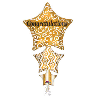 Anagram Congratulations Stacked Star Foil SuperShape Balloons 24