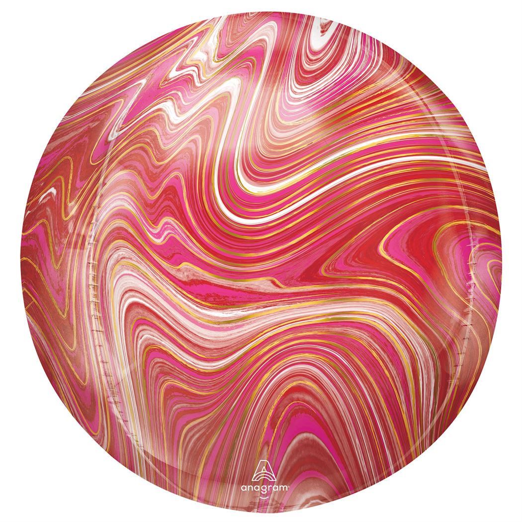 Anagram Red & Pink Marblez Orbz XLTM Foil Balloons 15"/38cm w x 16"/40cm h G20* - 4241601