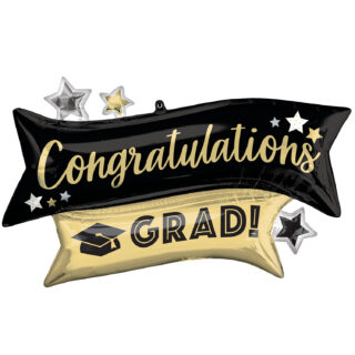 Anagram Congratulations Grad Gold & Black SuperShape Foil Balloons 38