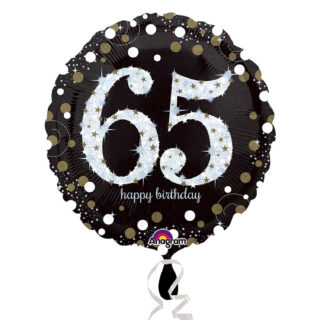 Anagram Black & Gold 65th Birthday Standard Foil Balloons S40