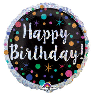 Anagram Polka Dot Happy Birthday Holographic Standard Foil Balloons S40