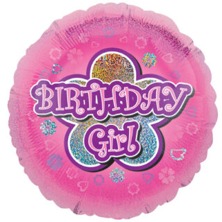 Anagram Pink Flowers Birthday Standard Holographic Foil Balloons S40