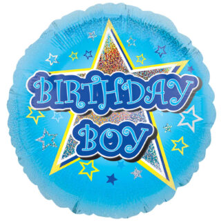 Anagram Blue Stars Birthday Standard Holographic Foil Balloons S40