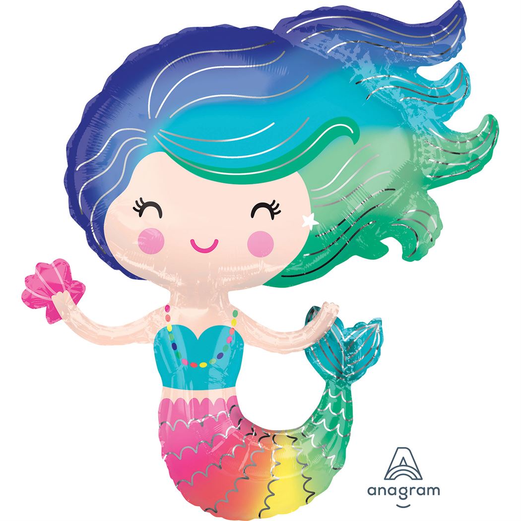 Anagram Colourful Mermaid SuperShape XL Foil Balloons 29"/73cm w x 30"/76cm h P35