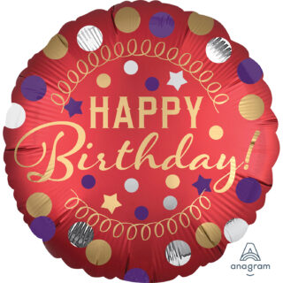 Anagram Happy Birthday Red Satin Standard XL Foil Balloons S40