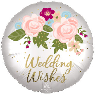 Anagram Wedding Wishes Satin Infused Standard XL Foil Balloons S40