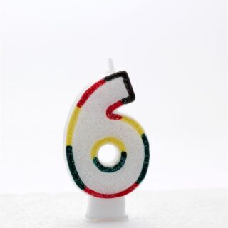 6 Multi Coloured Number Candle Pack of 6