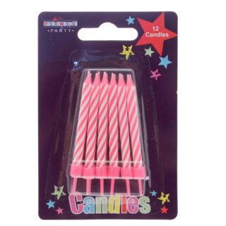 Pink Stripe Party candle Pack of 6