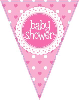 Party Bunting Baby Shower Pink 11 flags 3.9m