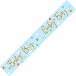 9ft Banner Sparkling Baby Boy Dots Holographic