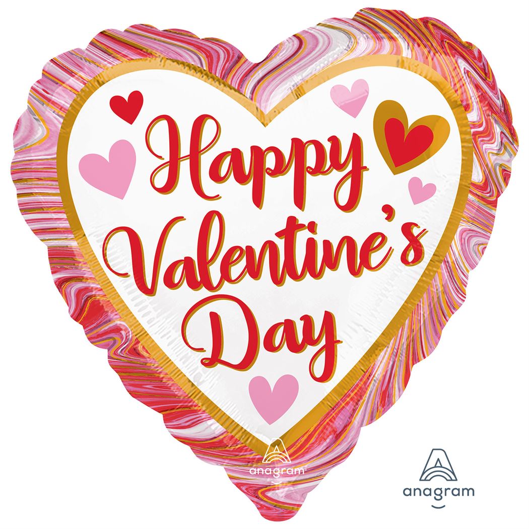 Anagram Happy Valentine's Day Marbled Standard HX Foil Balloons S40
