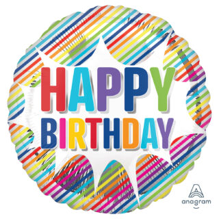 Anagram Happy Birthday Striped Burst Standard HX Foil Balloons S40