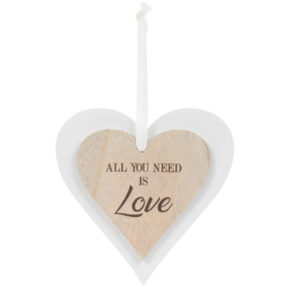 Lesser & Pavey - All I Need Is Love Heart Wooden Ornament - LP44309