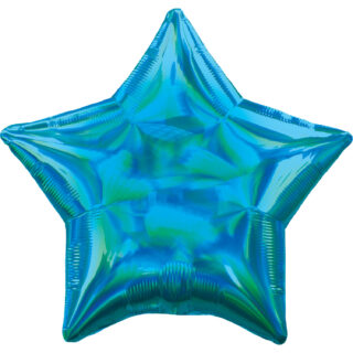 Anagram Cyan Iridescent Star Standard HX Unpackaged Foil Balloons S40