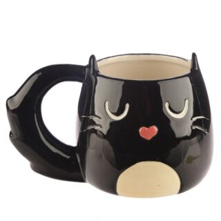 Puckator - Feline Fine Black Cat Shaped Mug - smug179