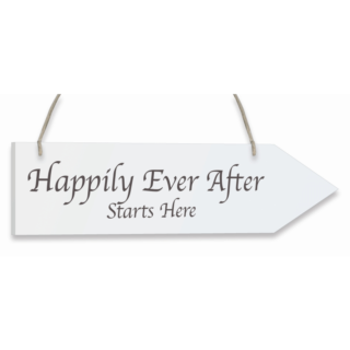 Oaktree - Wooden Arrow Whitewash 30.5cm x 7.6cm Happily Ever After 1pc