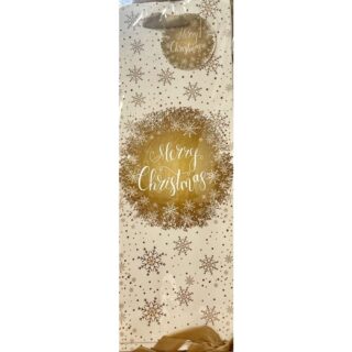 MERRY CHRISTMAS BOTTLE BAGS - GOLD AND WITE PACK OF 12 - XTU22-07