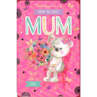 Design Studio Deluxe - Birthday Mum Teddy & Flowers - Code125 - 6pk- 6794