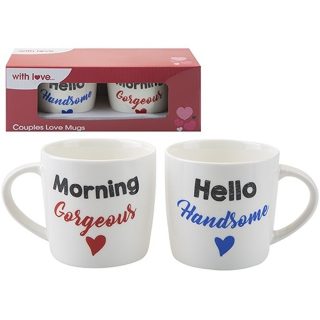 COUPLES LOVE MUGS SET OF 2 Gorgeous & Handsome - 737094
